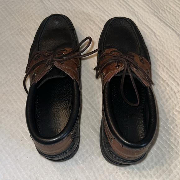 Nautical Black Brown Leather Chunky Sole Lace Up Boat Shies Men’s 11.5 - Picture 6 of 8